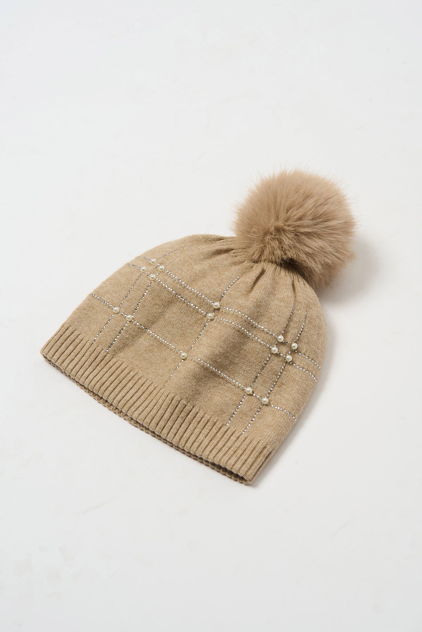 Knitted Faux Fur Pompom Hat