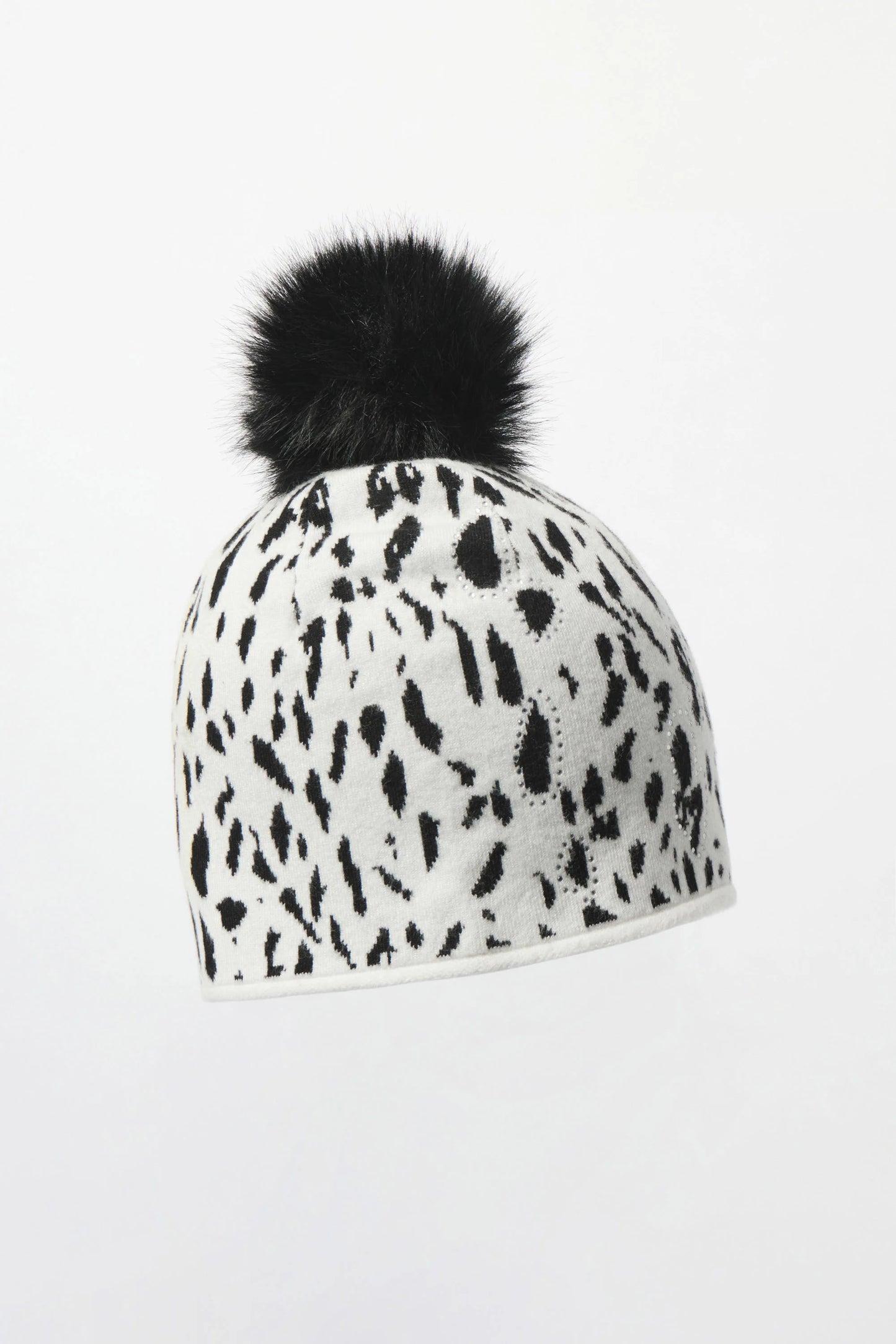Knitted Animal Print Pompom Hat