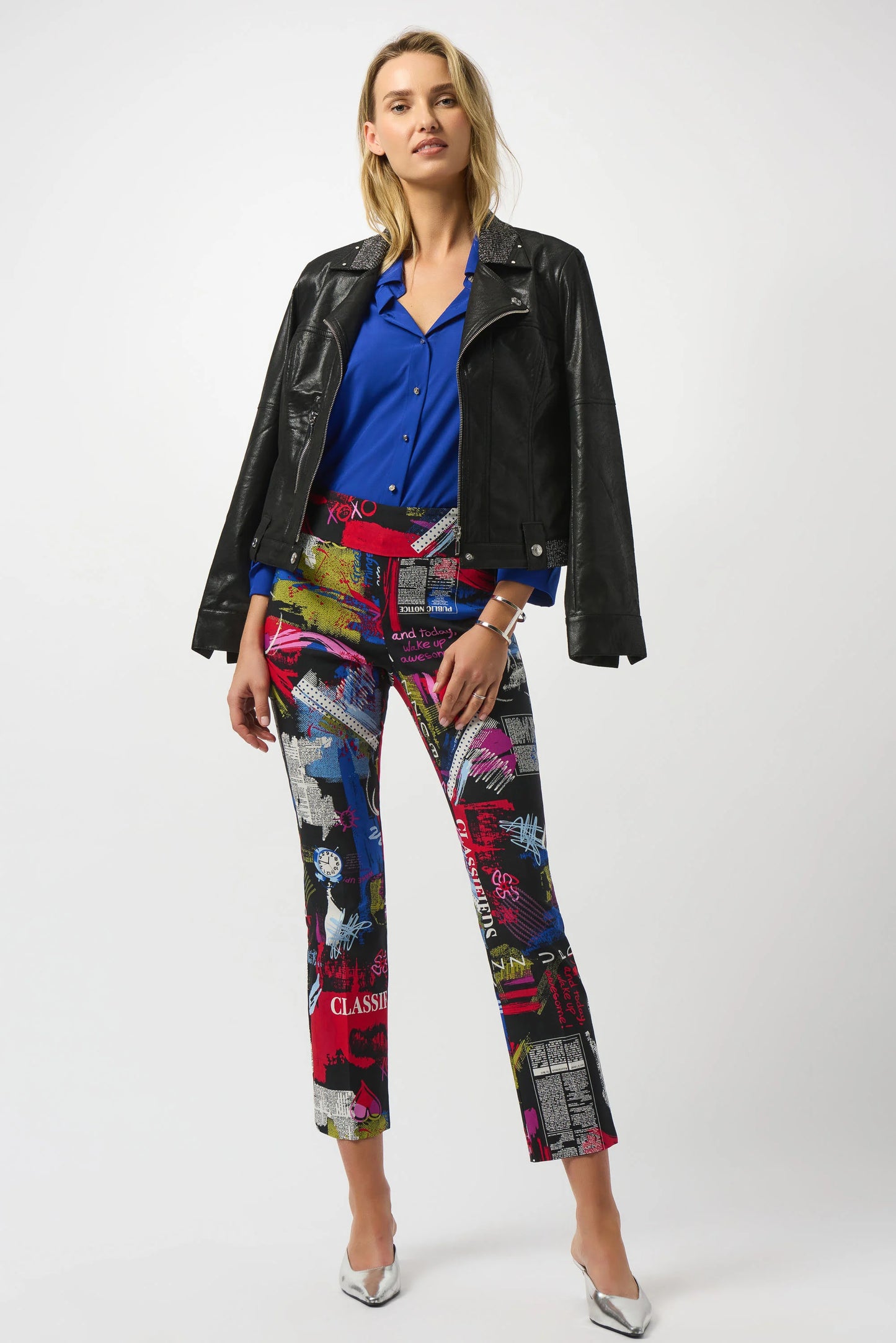 Foiled Faux Suede Fitted Jacket