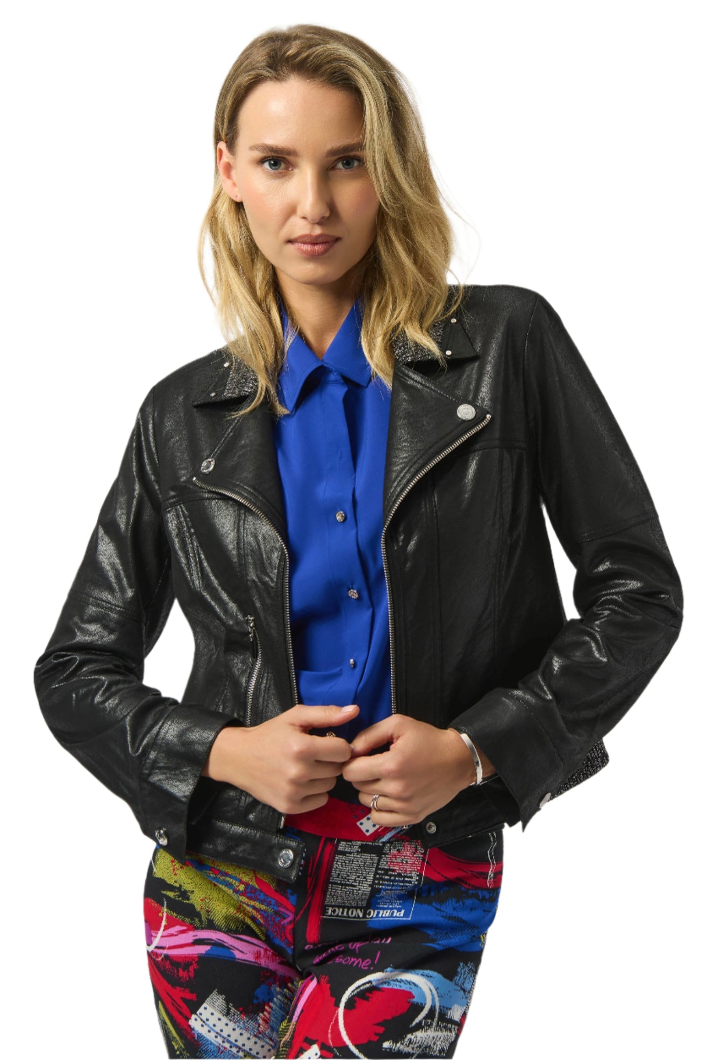 Foiled Faux Suede Fitted Jacket