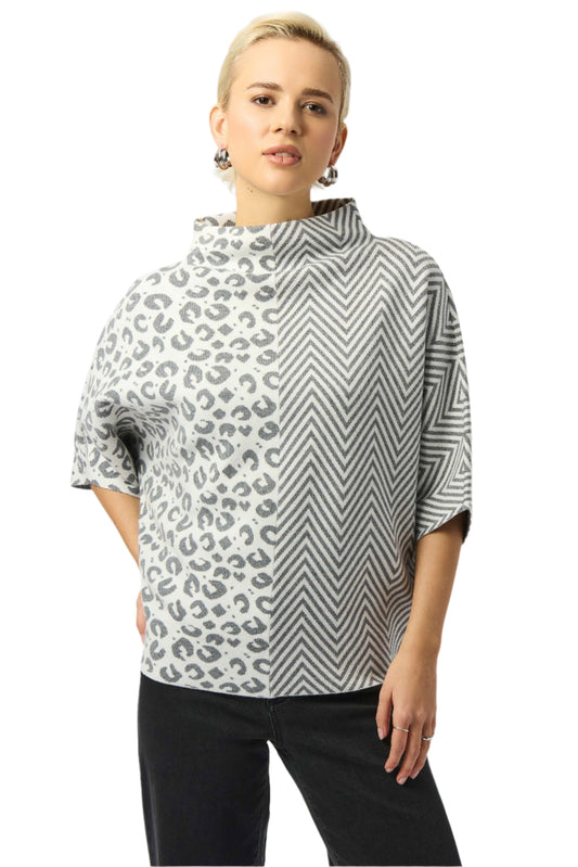 Jacquard Knit Mixed Print Boxy Sweater