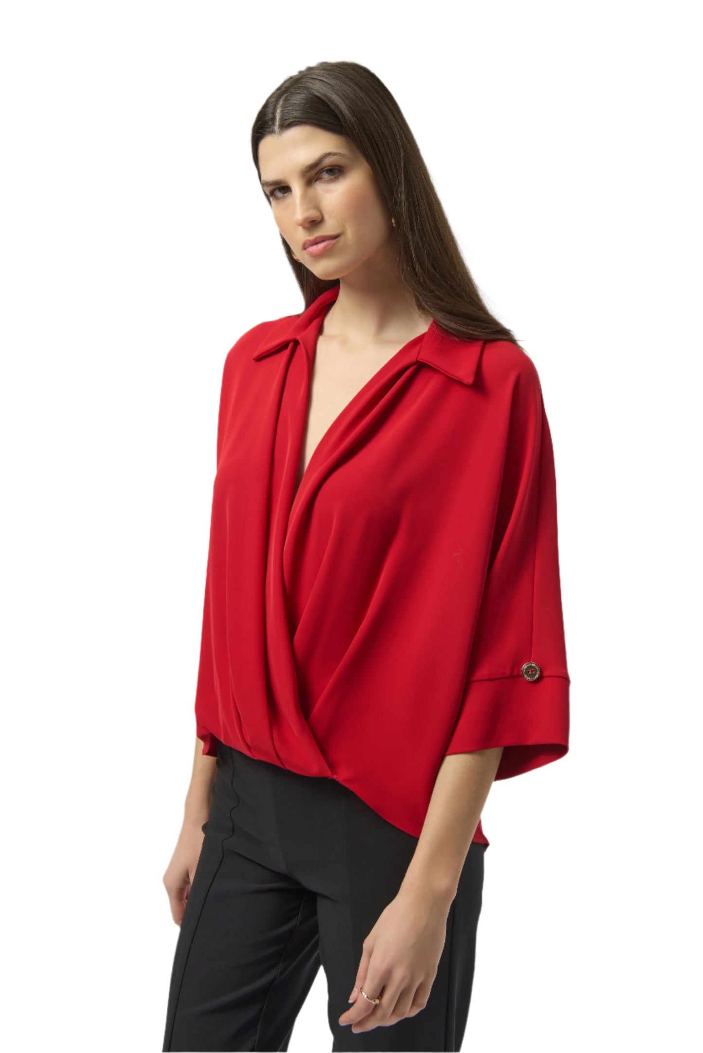 Woven Twill Boxy Wrap Top