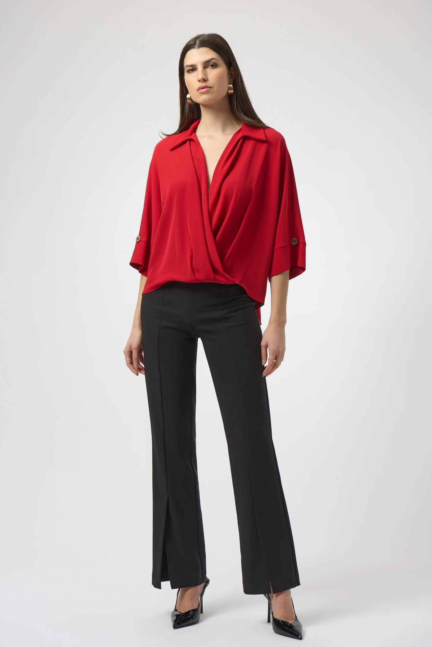 Woven Twill Boxy Wrap Top