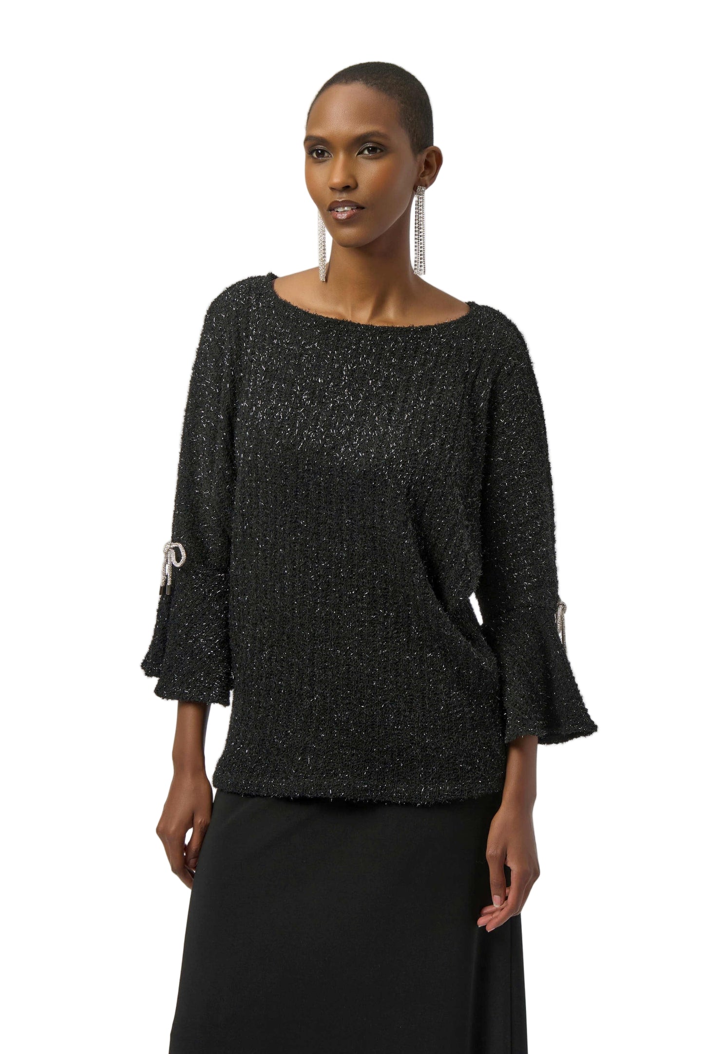 Fuzzy Metallic Knit Boxy Top