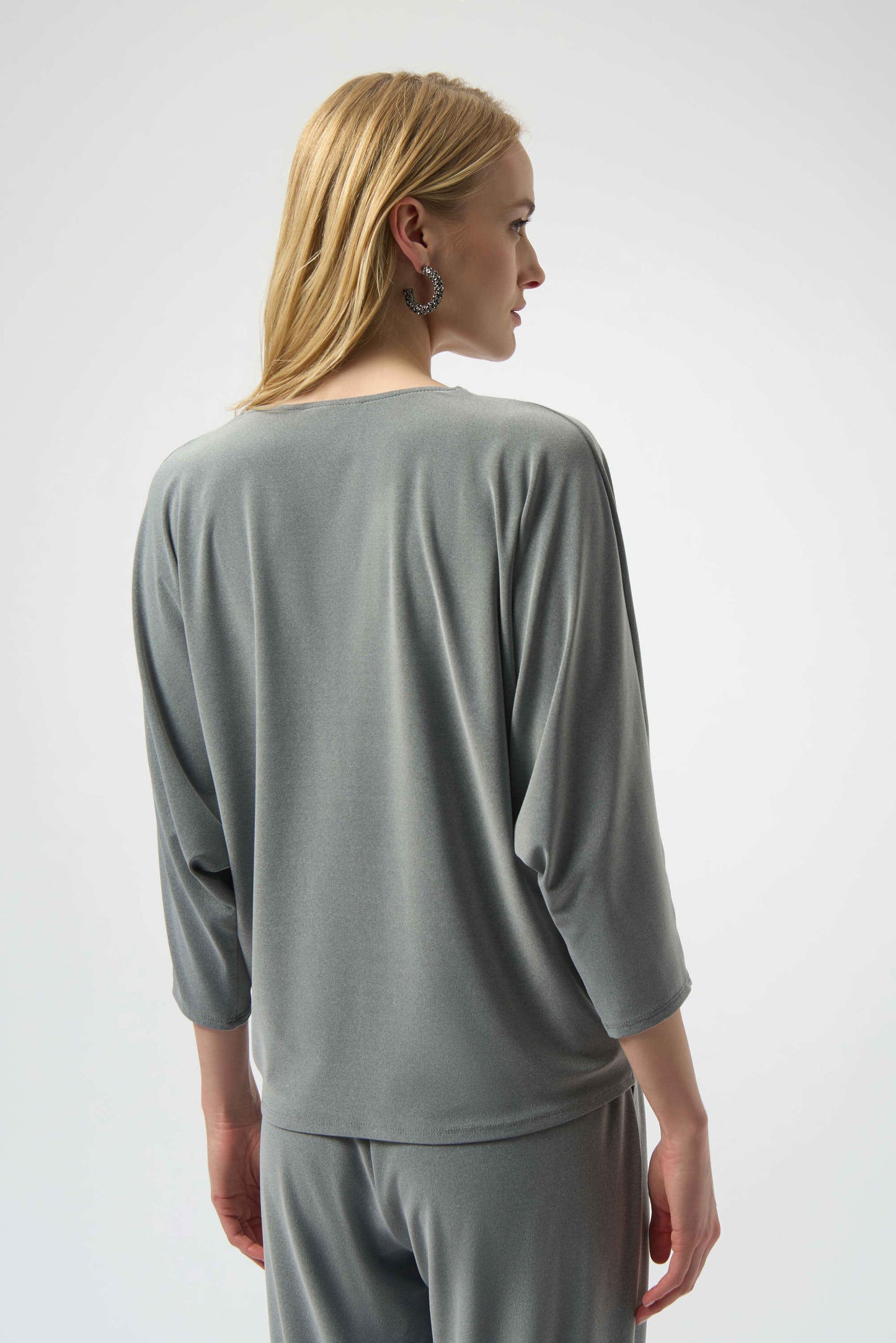Melange Silky Knit Boxy Top with Zipper Detail