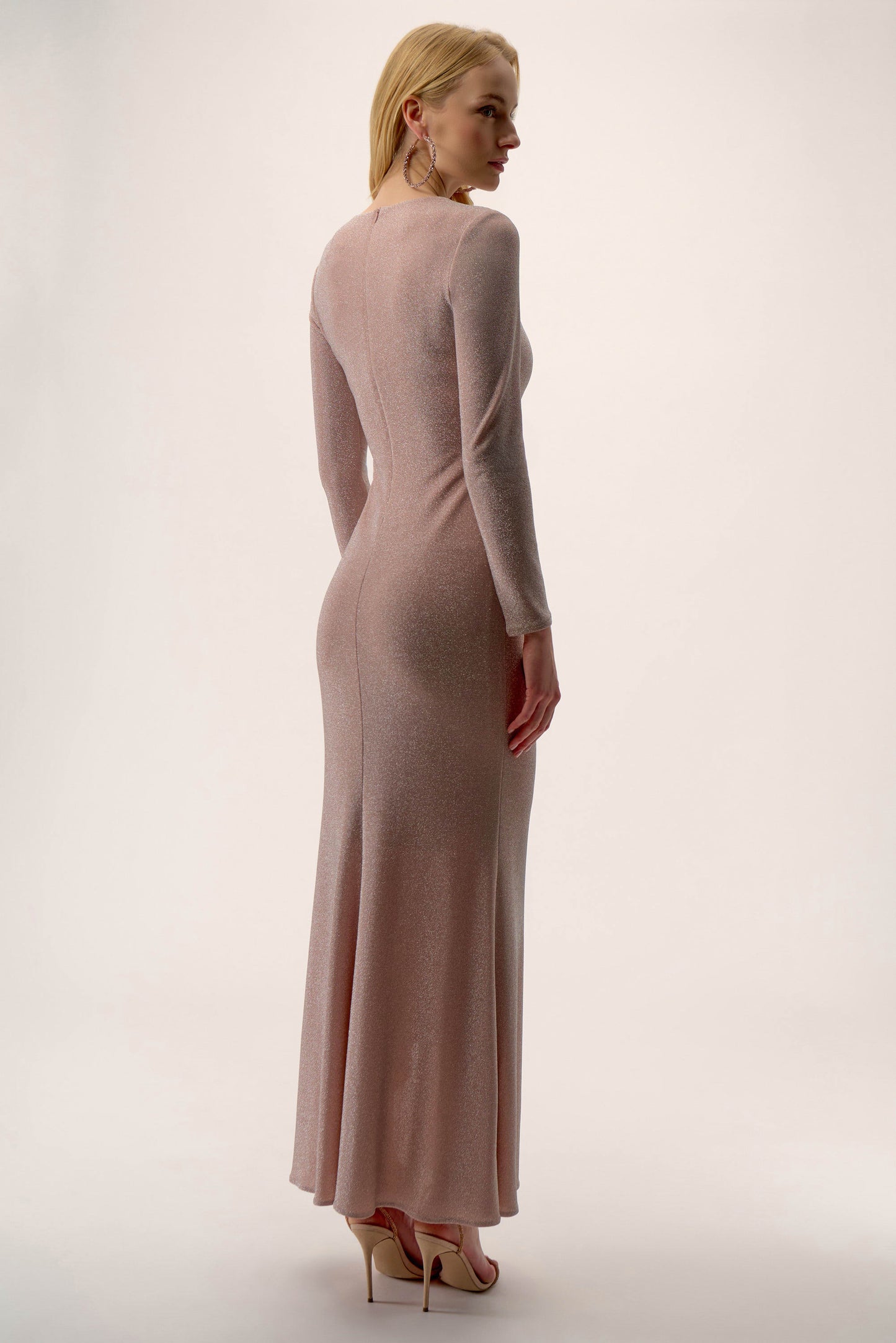 Sparkle Knit Trumpet Gown with Cascade Ruffle