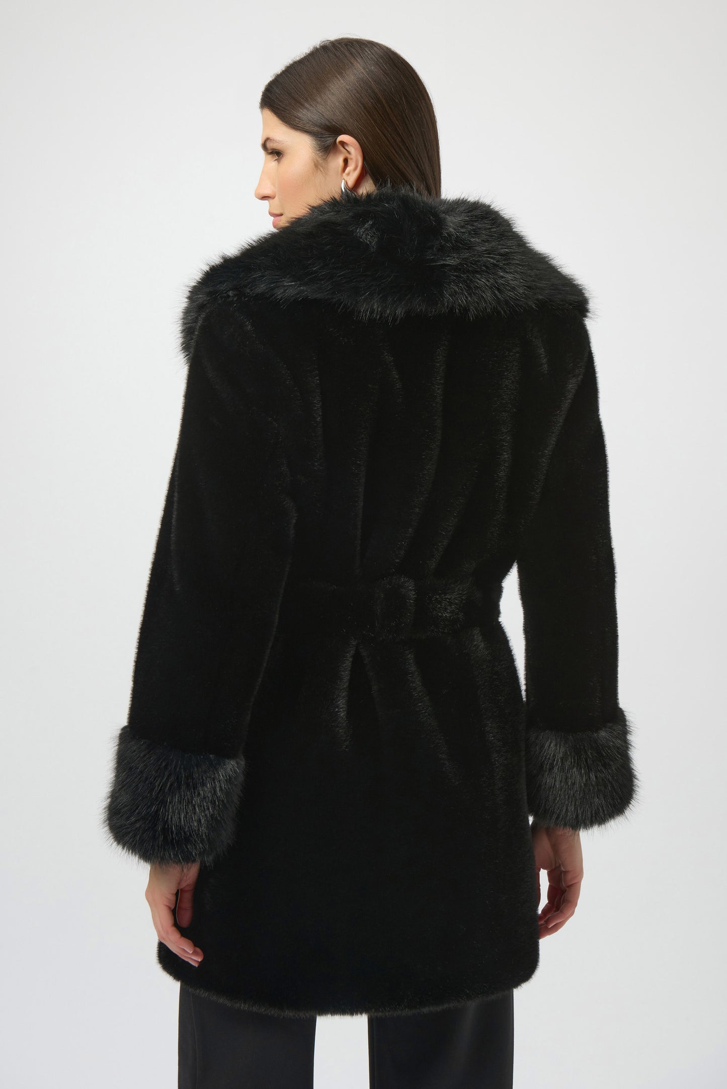 Faux Fur Shawl Collar Fitted Coat