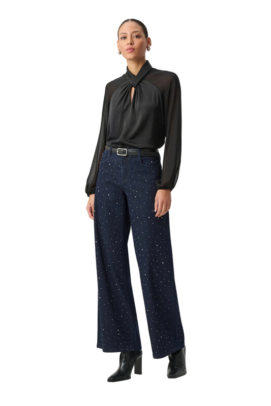 Classic Rhinestone Wide-Leg Jeans