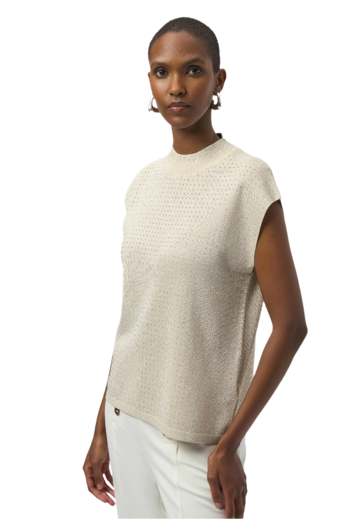 Sweater Knit Sleeveless Pullover with Iron-On Detail