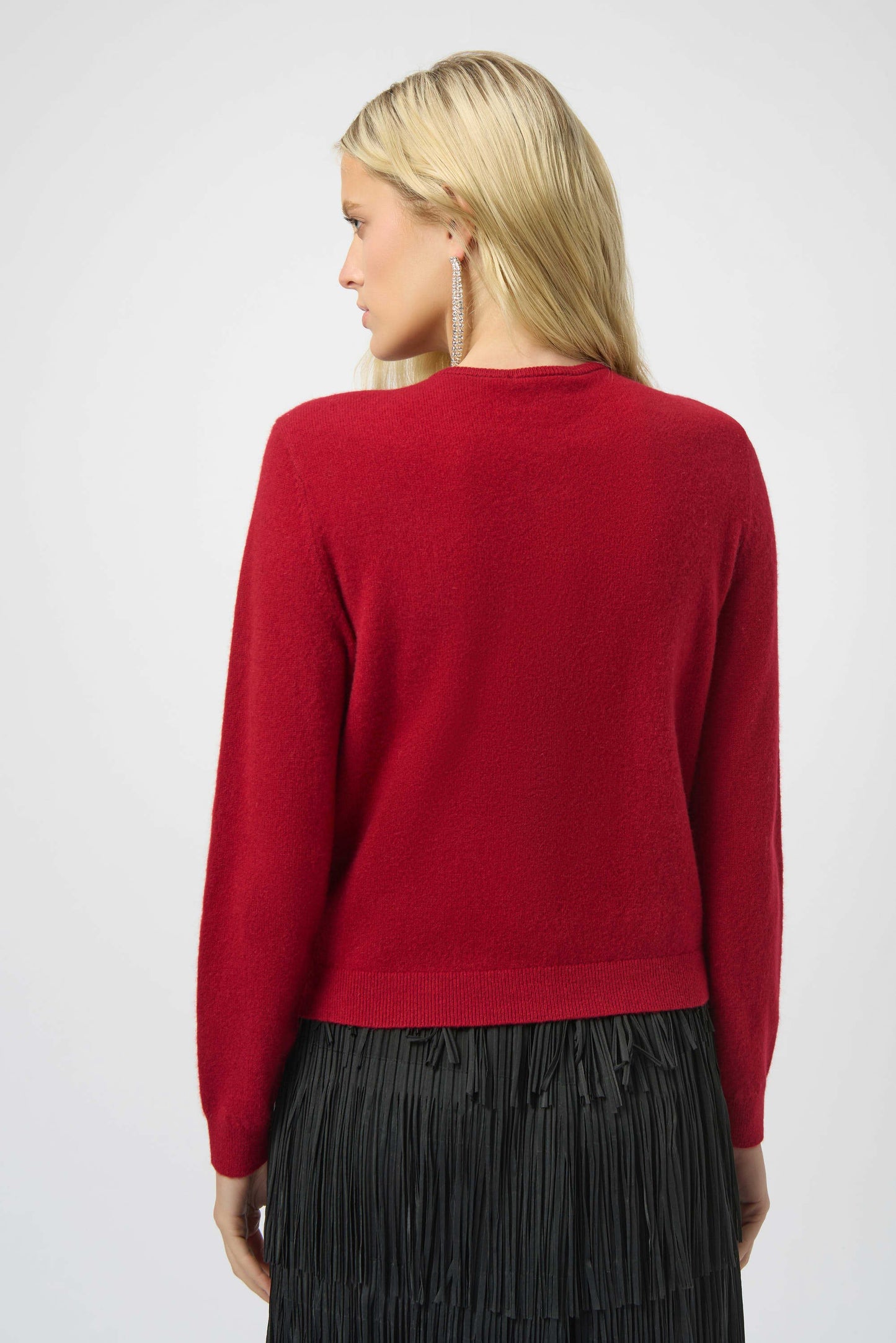 Cashmere Button-Front Crew Neck Cardigan