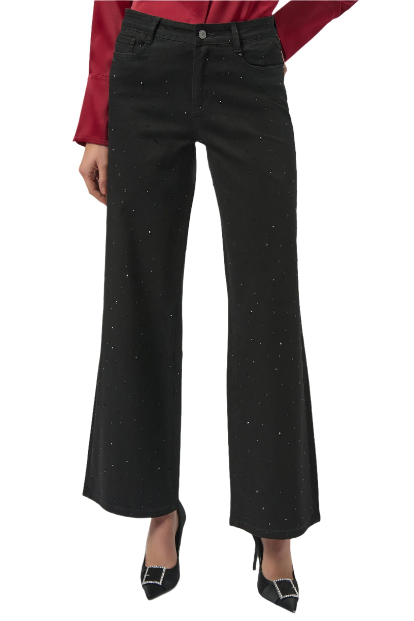 Classic Wide Leg Jeans with Rhinestones