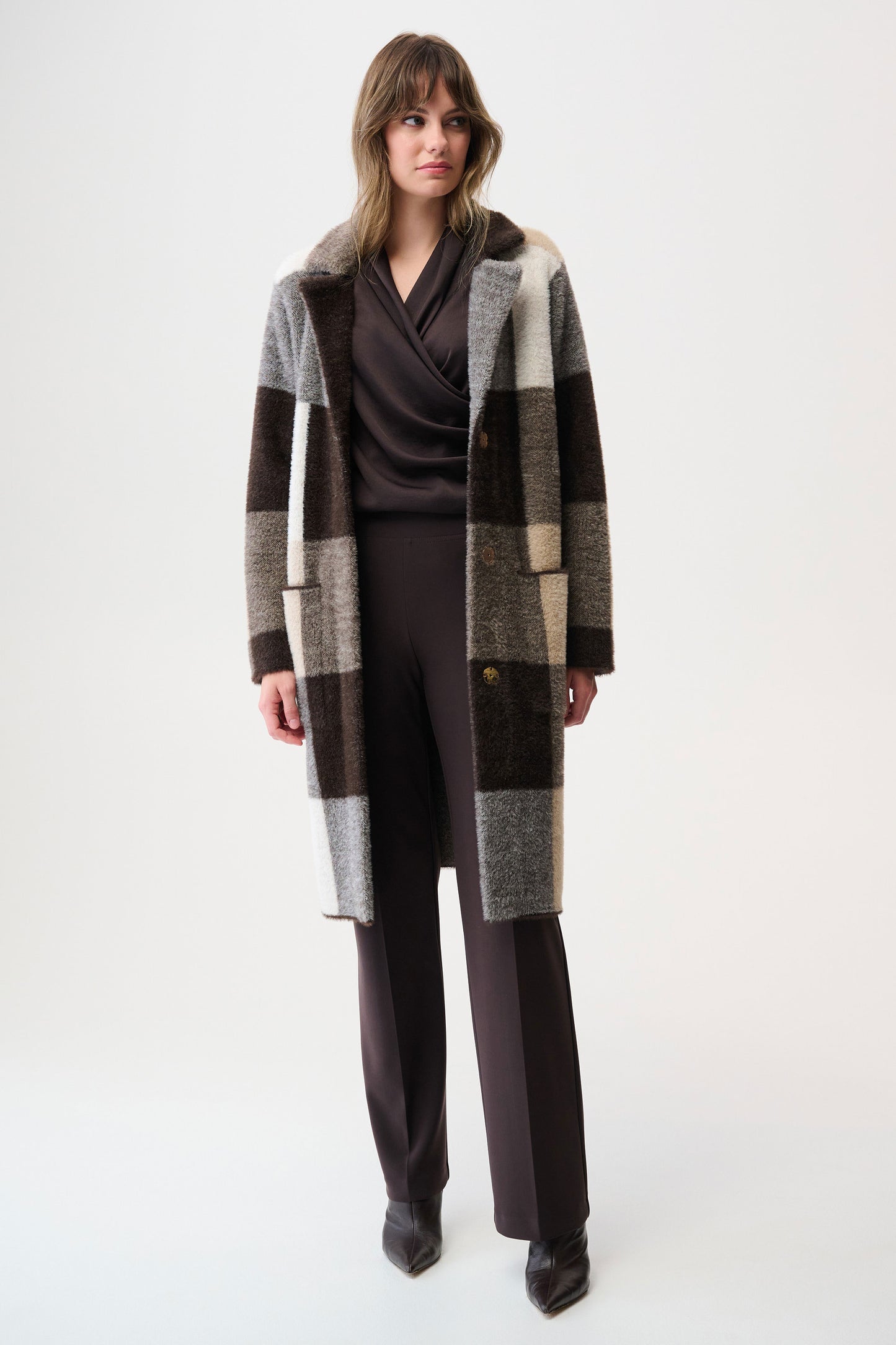 Feather Yarn Abstract Print Sweater Coat