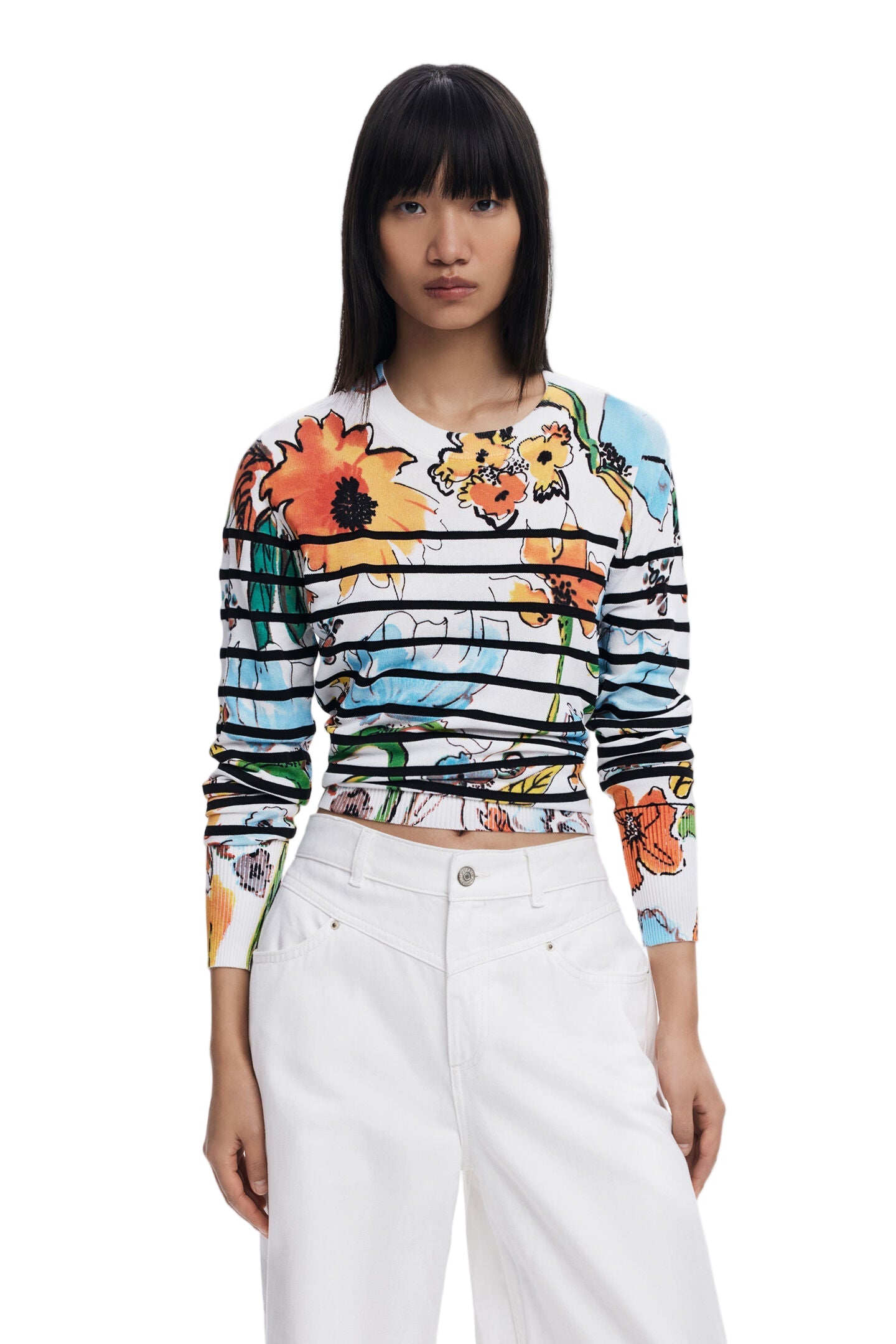 Striped Floral Sweater