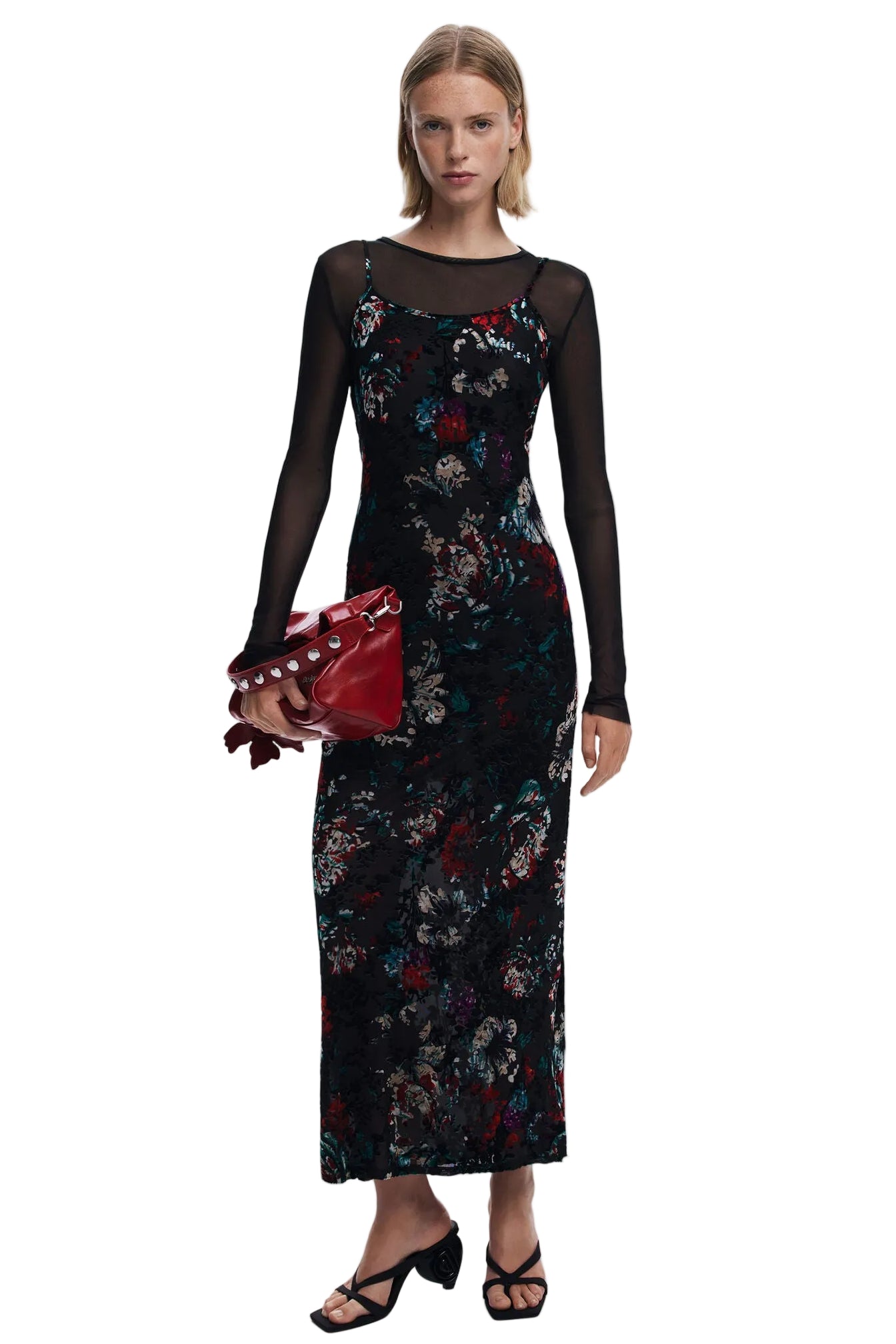 2-in-1 Flocked Dress