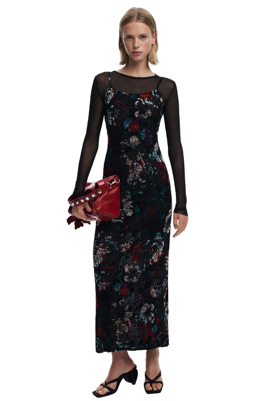 2-in-1 Flocked Dress