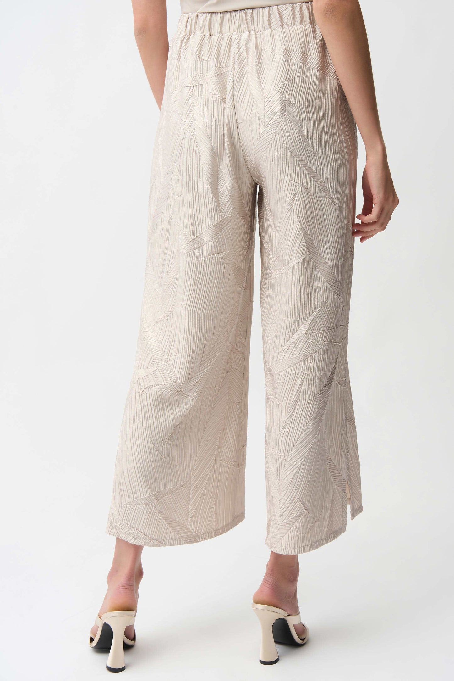 Pleated Satin Pull-On Culotte Pants