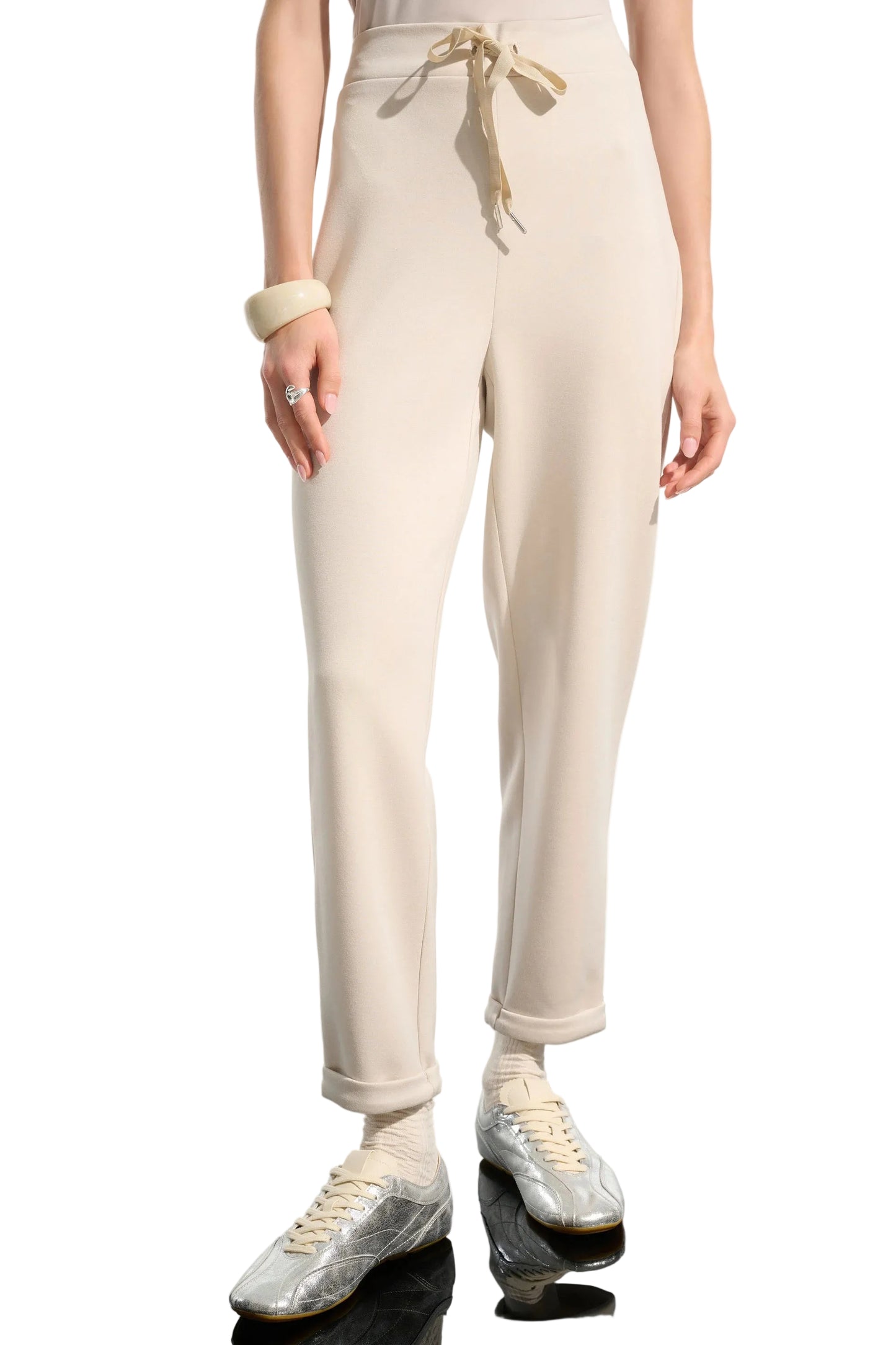 Scuba Jersey Pull-On Jogger Pants With Drawstring Waist