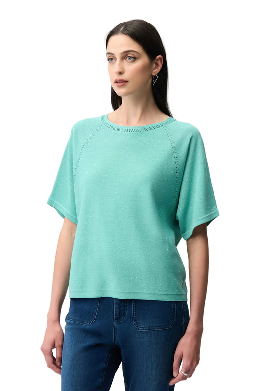 Sequins Yarn Short Sleeve Sweater