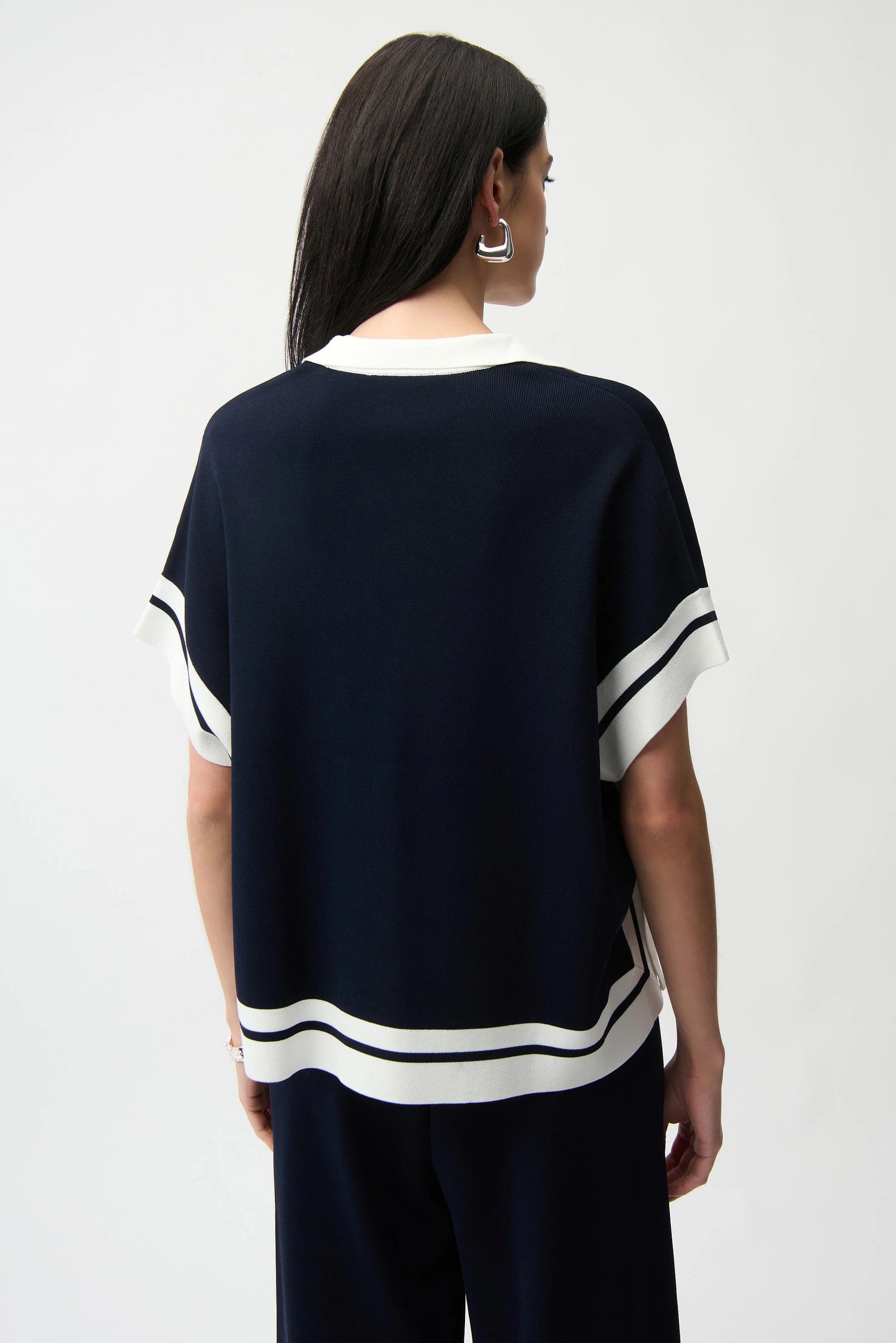 Viscose Blend Boxy Sweater With Stripe Detail