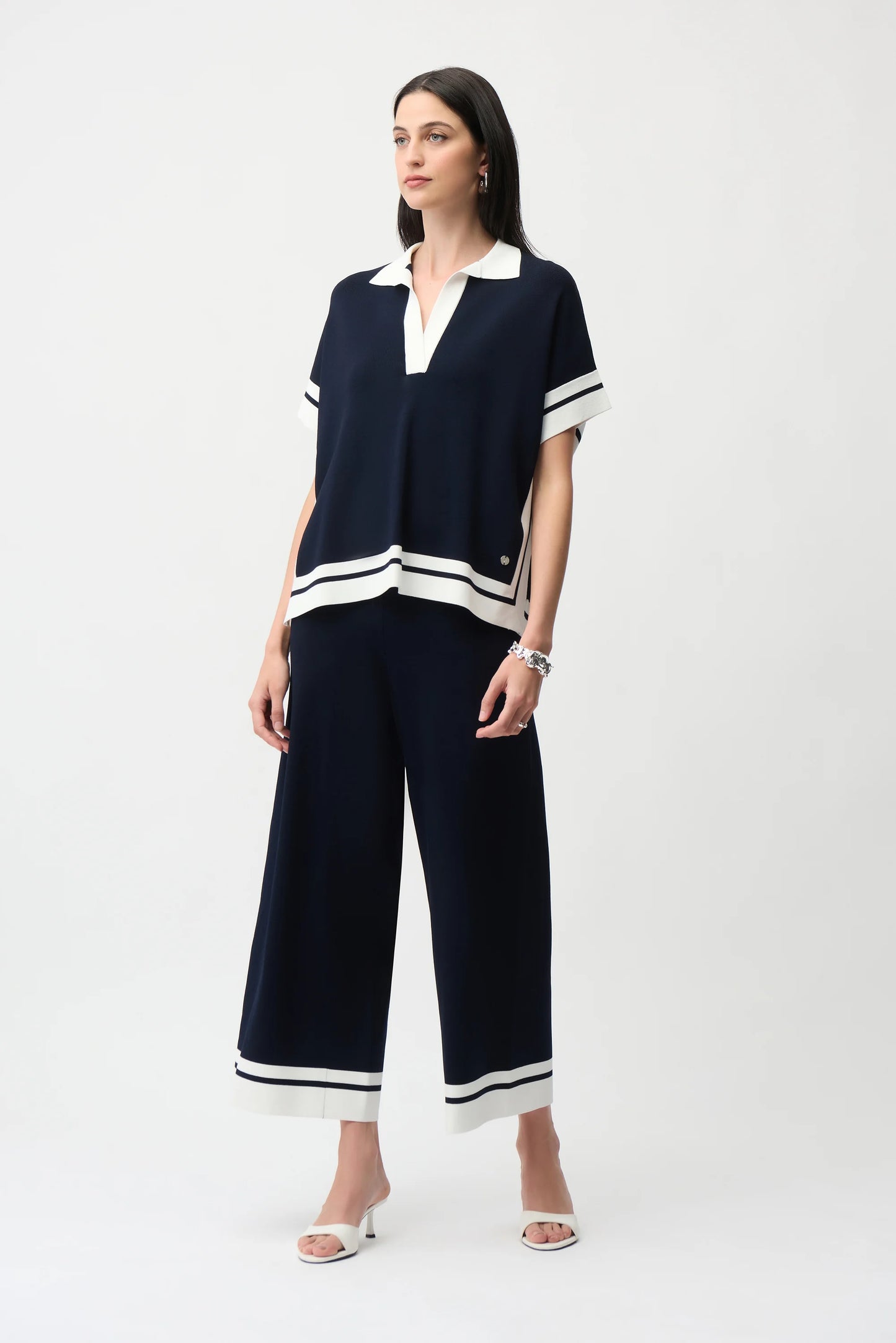 Viscose Blend Culotte pants With Stripe Detail