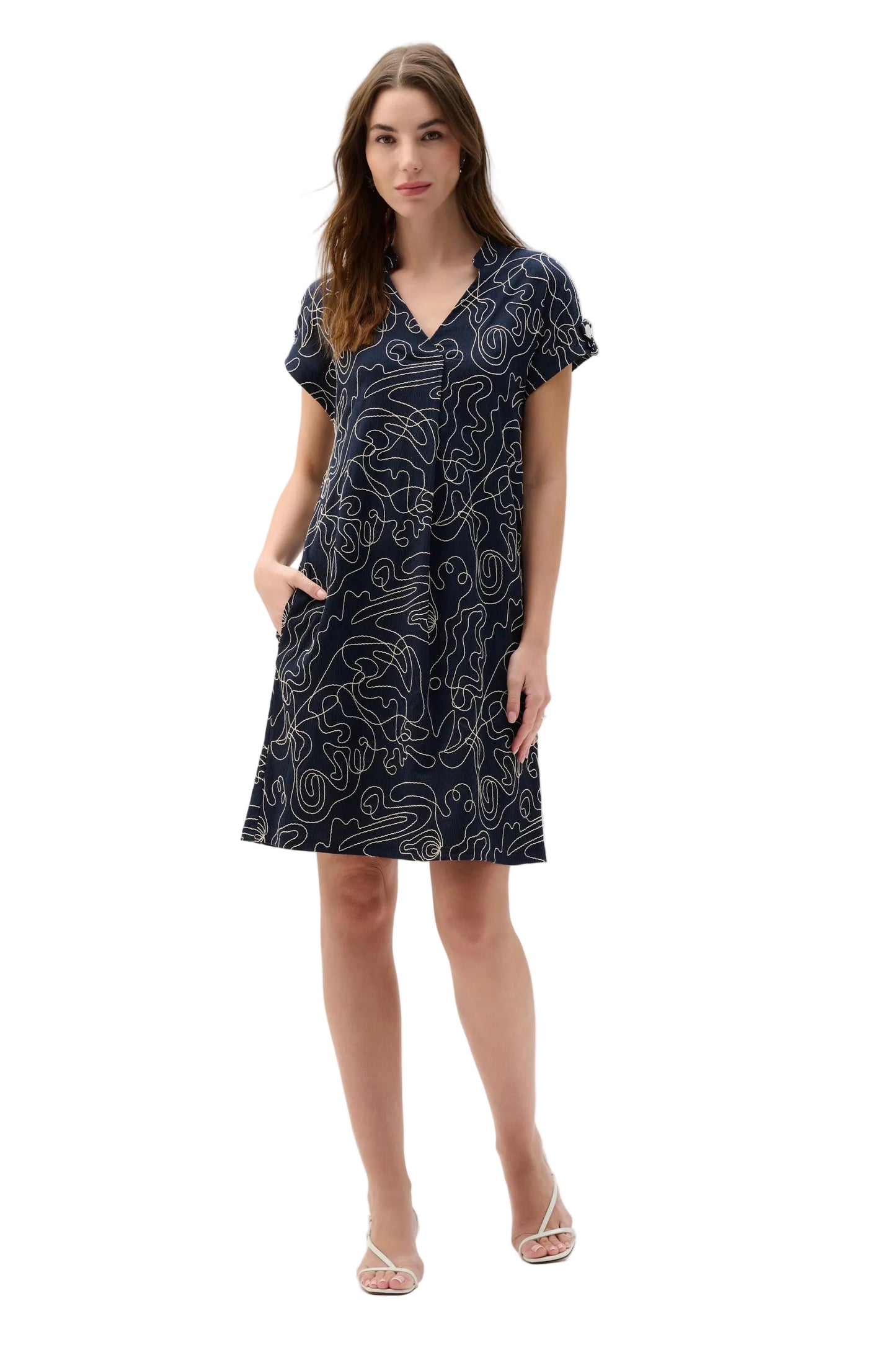 Novelty Abstract Print Trapeze Dress