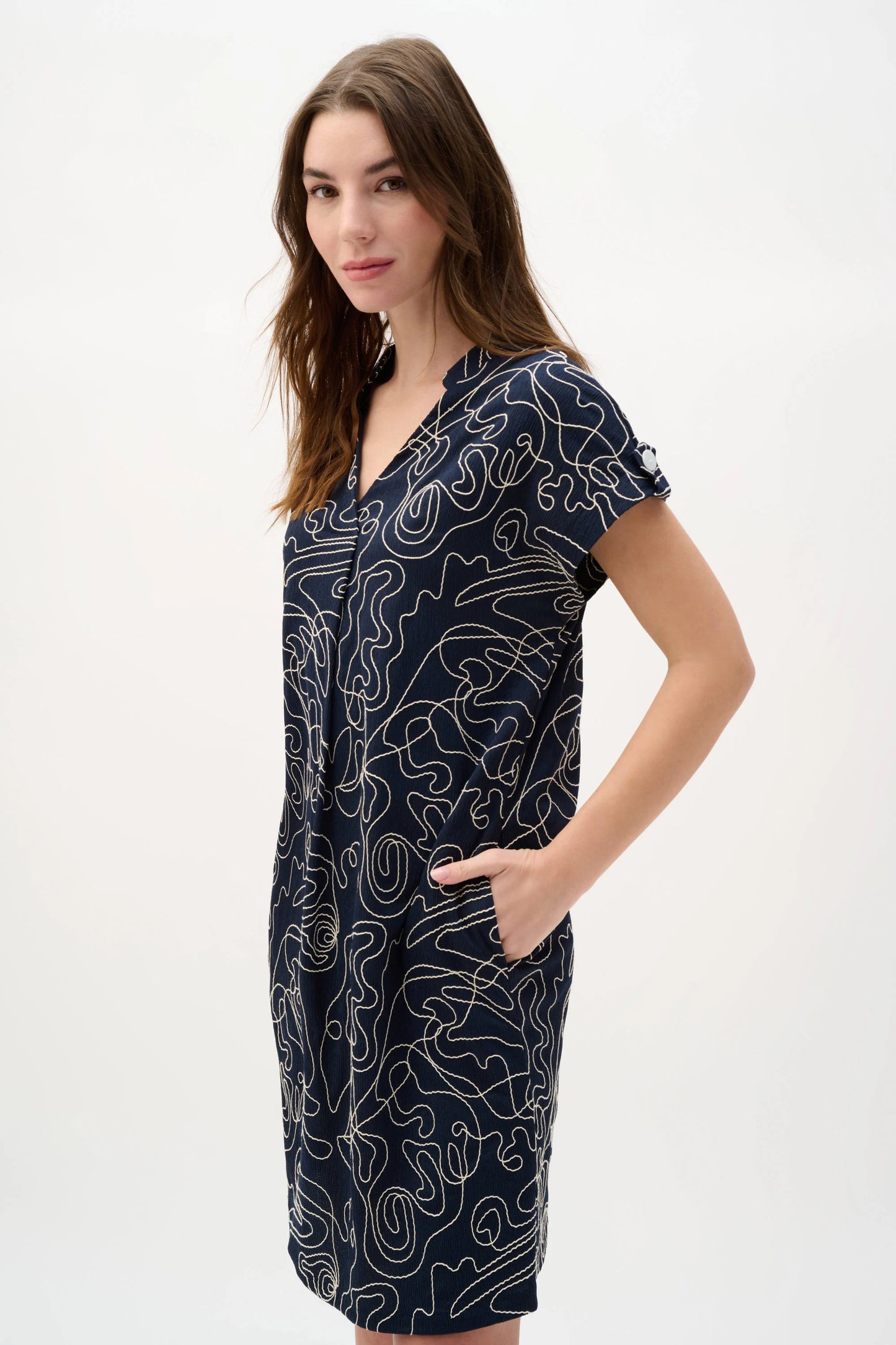 Novelty Abstract Print Trapeze Dress