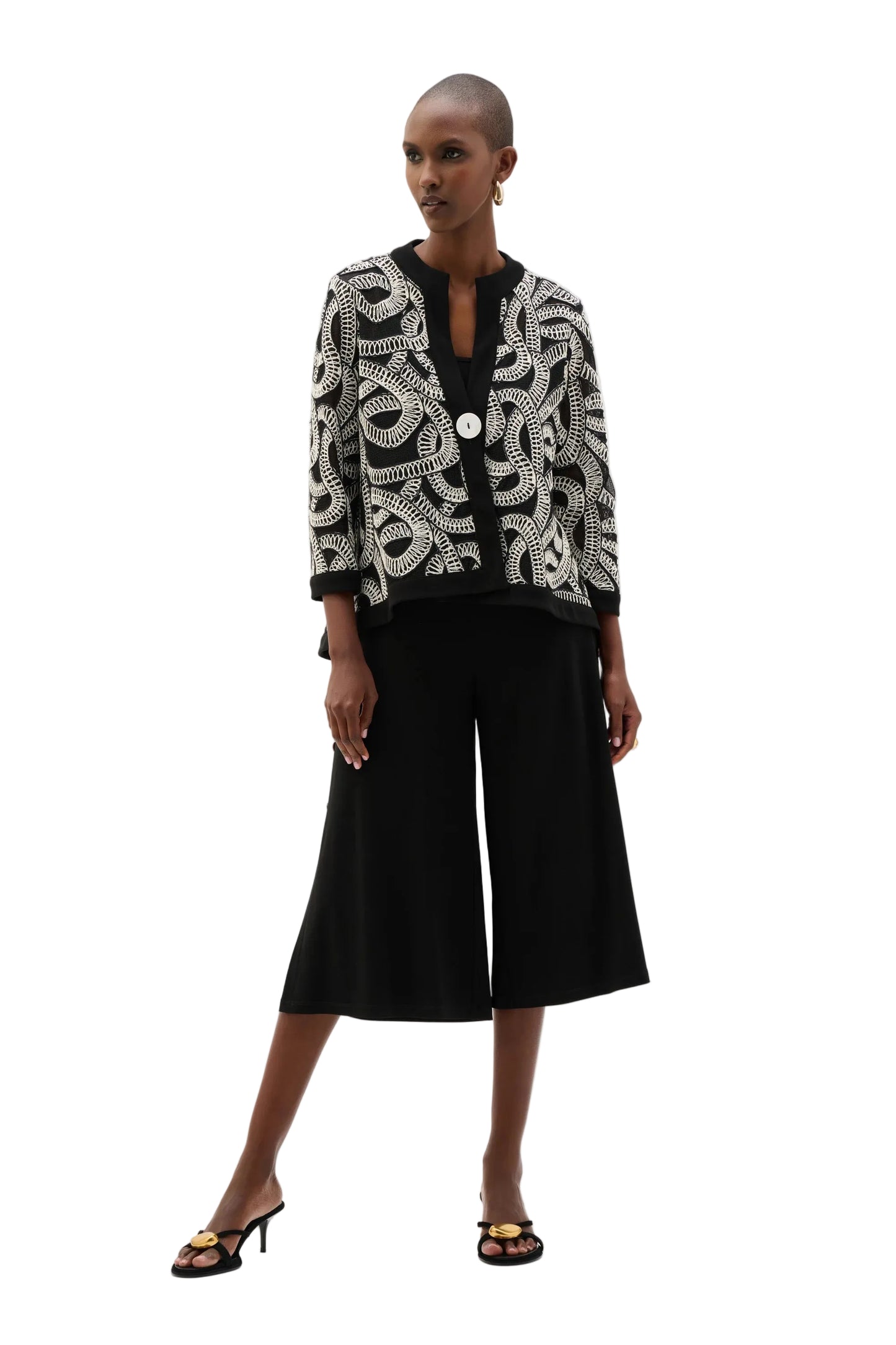 Novelty Mesh Abstract Print Swing Jacket