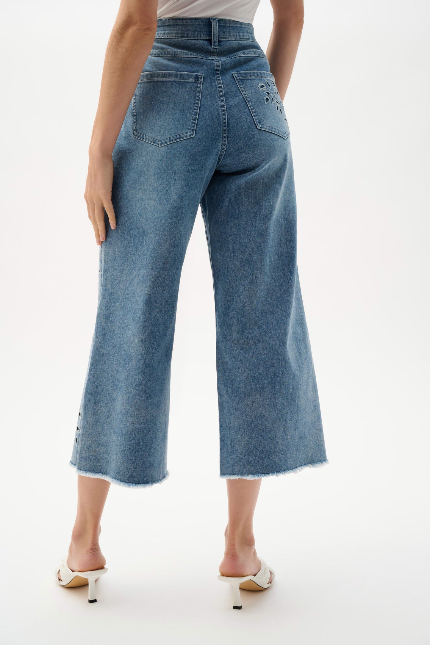 Repreve Denim Wide Leg Crop Jeans With Embroidery
