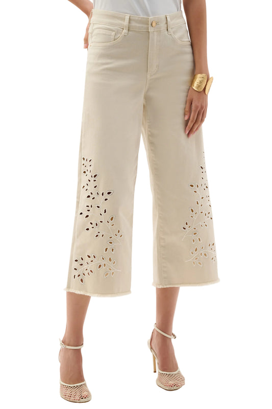 Repreve Denim Wide Leg Crop Jeans With Embroidery