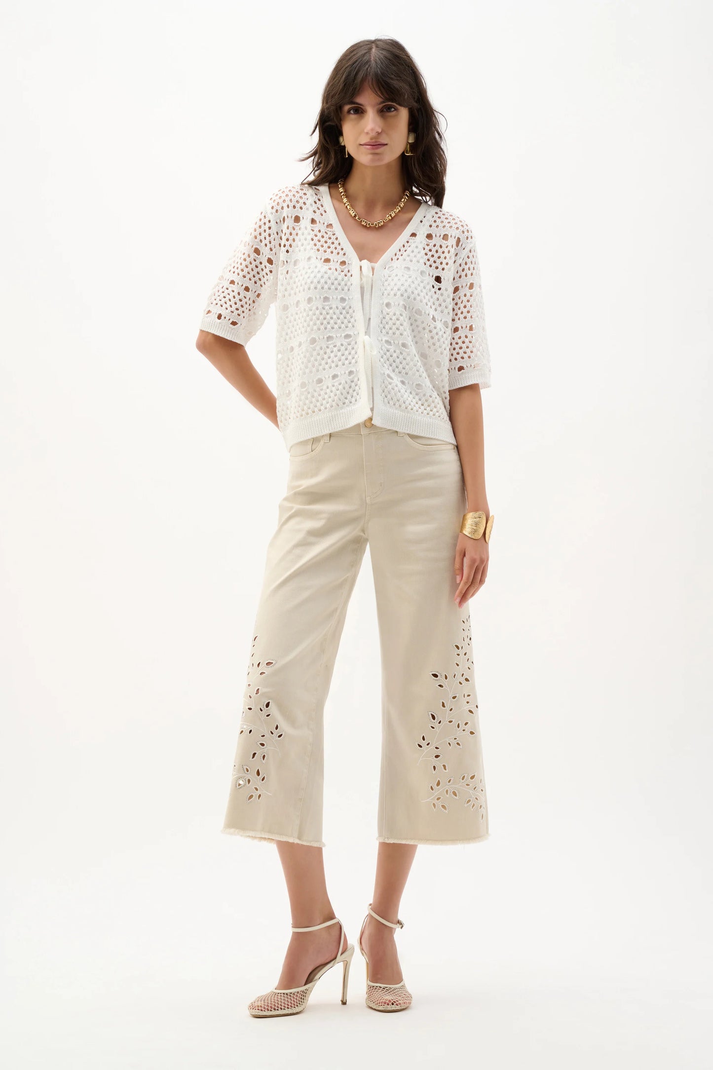 Repreve Denim Wide Leg Crop Jeans With Embroidery