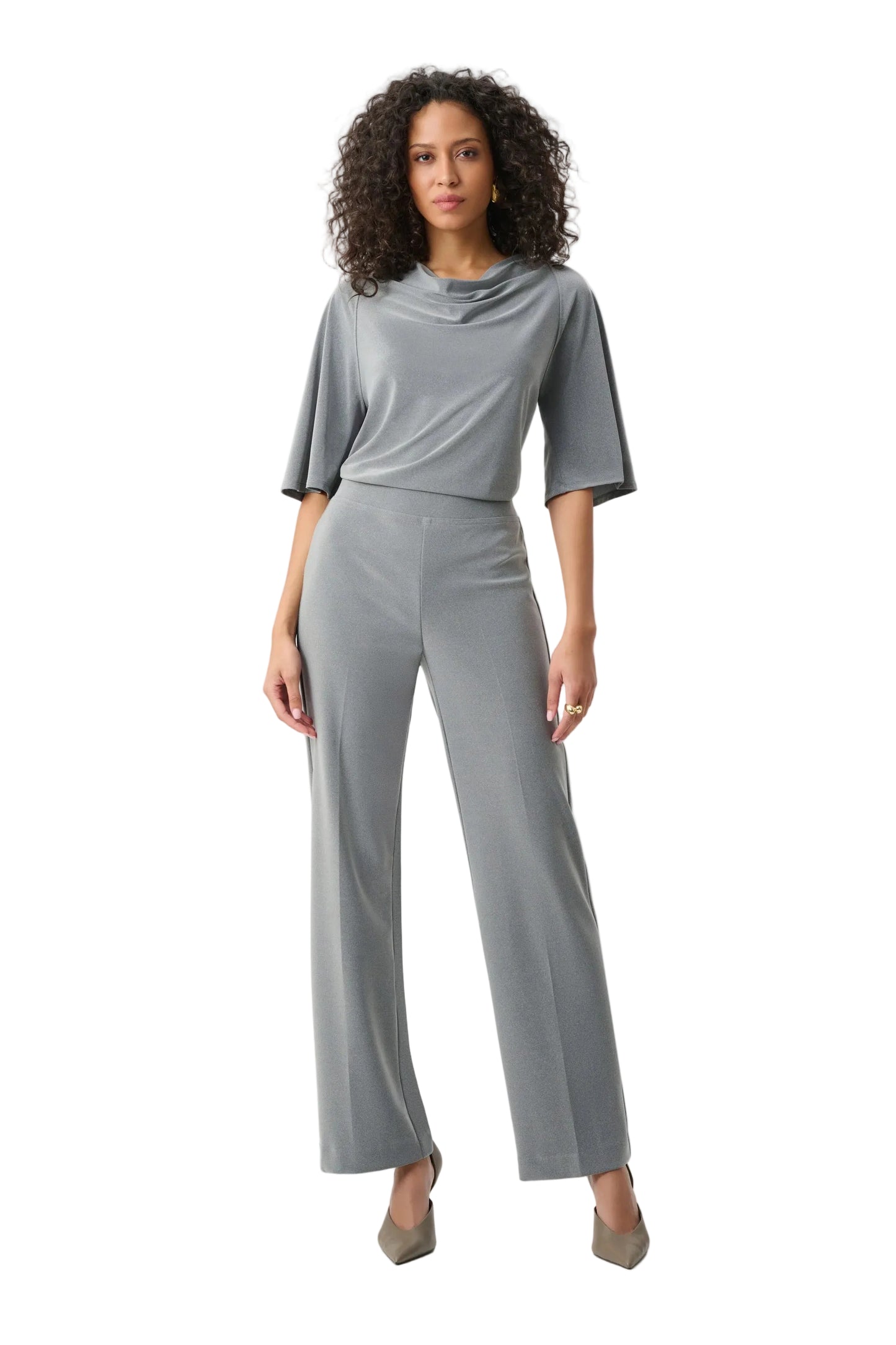 Melange Silky Knit Cowl Top