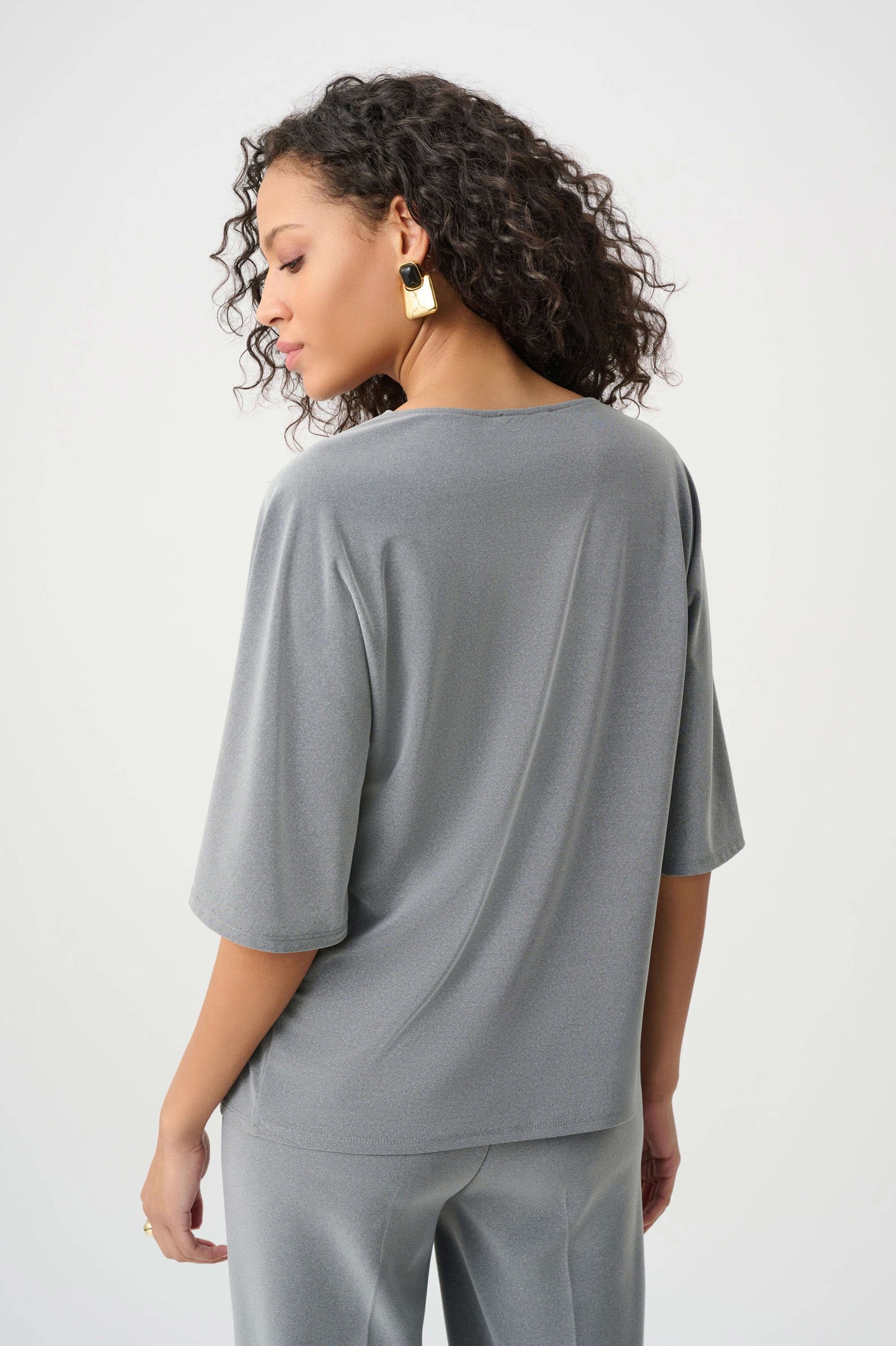 Melange Silky Knit Cowl Top