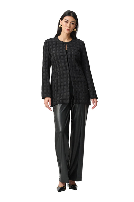 Textured Jacquard Collarless Jacket