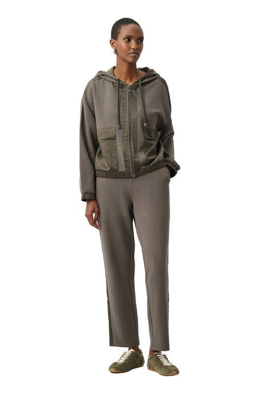 Scuba Jersey And Satin Hooded Boxy Jacket