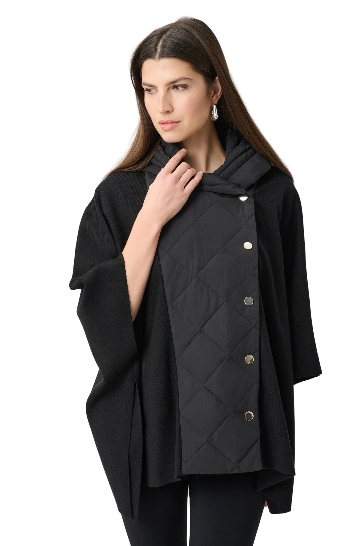Sweater Knit Quilted Poncho Jacket