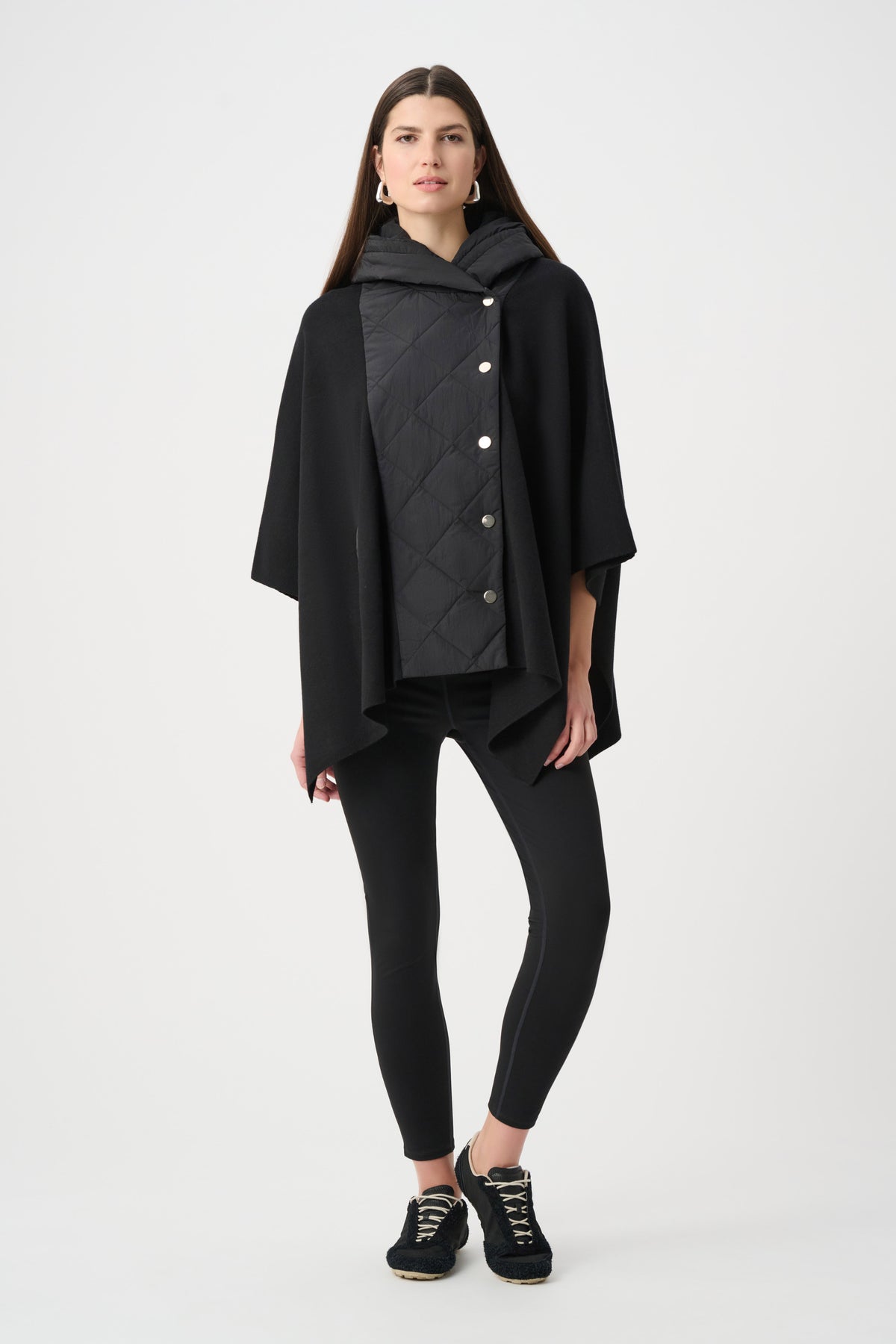 Sweater Knit Quilted Poncho Jacket