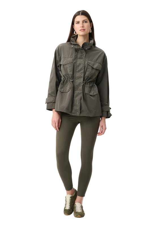 Nylon Mock-Neck Embellished Jacket