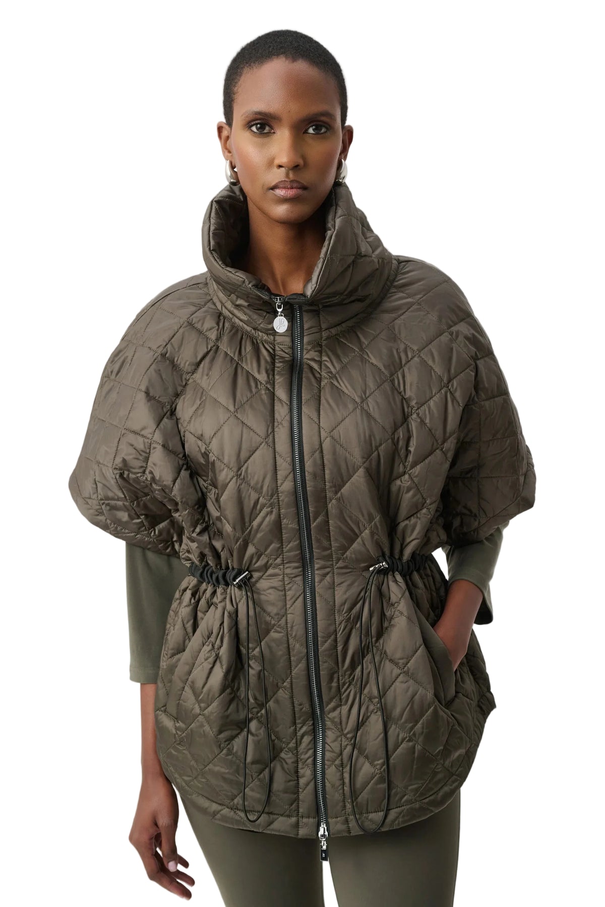 Quilted Nylon Shawl-Neck Boxy Vest