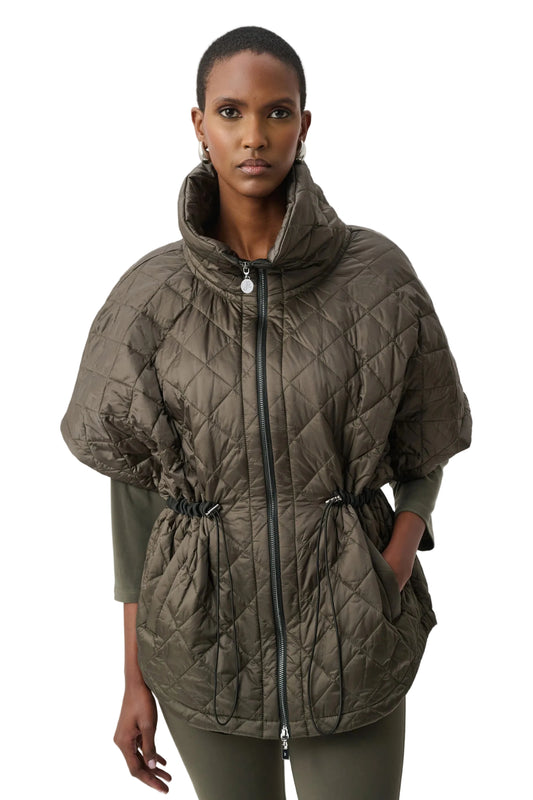 Quilted Nylon Shawl-Neck Boxy Vest