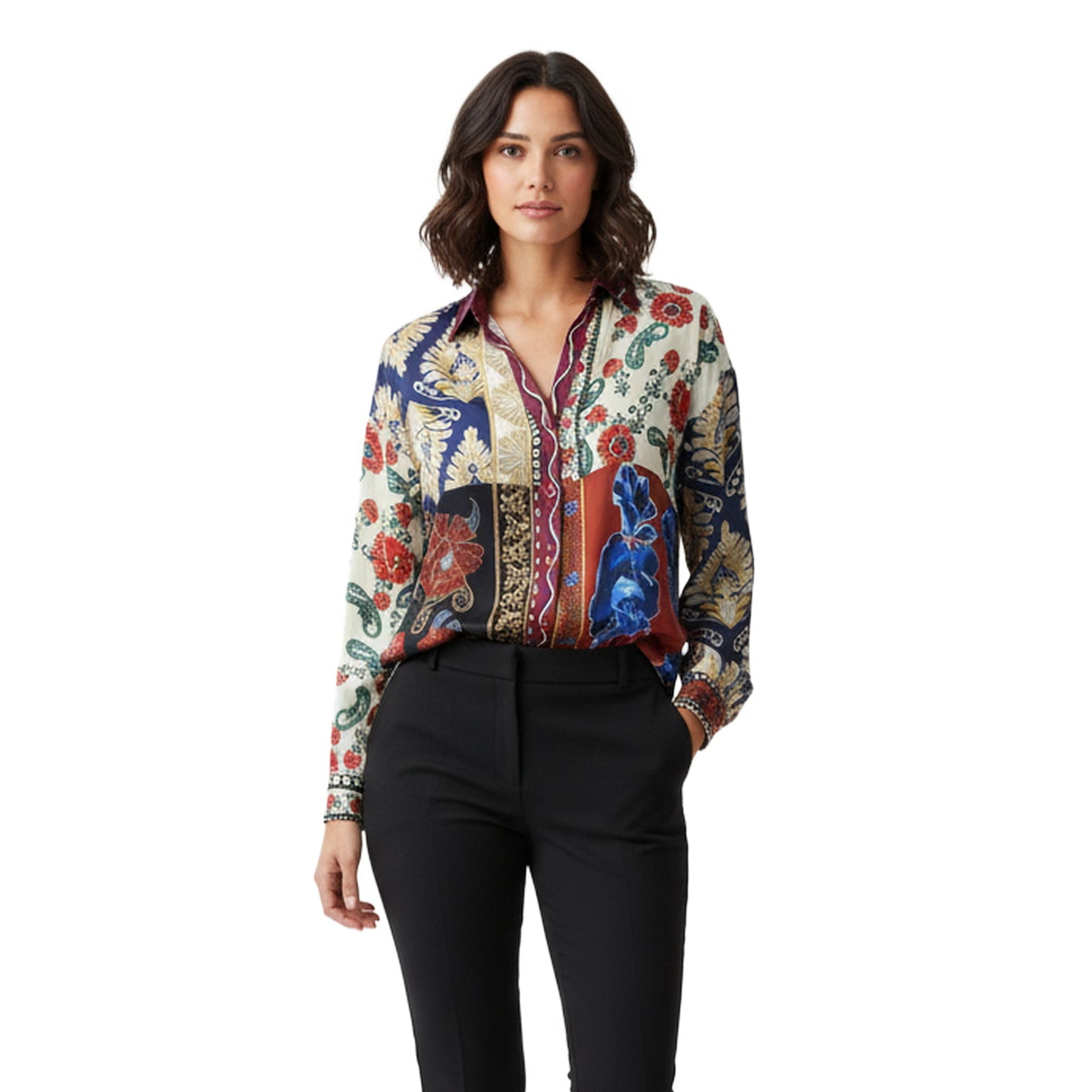 L/S Print Button Up Blouse - Onika