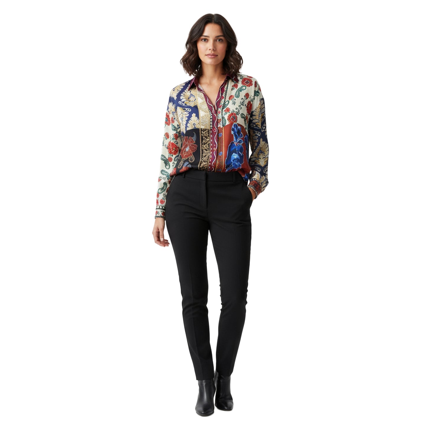 L/S Print Button Up Blouse - Onika