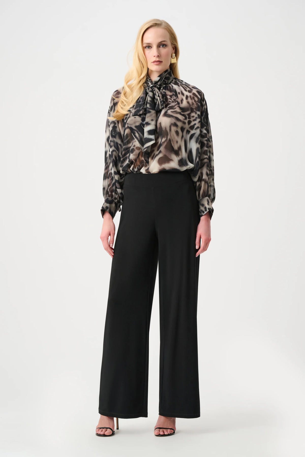 Chiffon Animal Print Boxy Top With Bow Tie