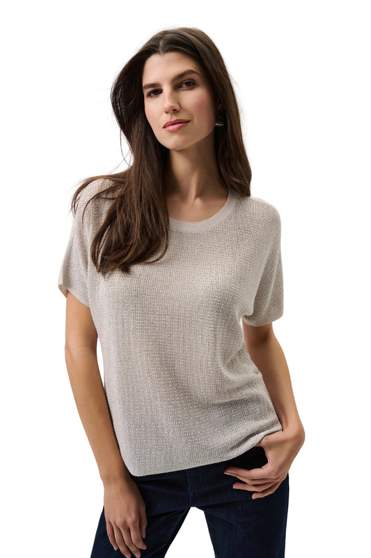 Metallic Knitted T-shirt with Rhinestones