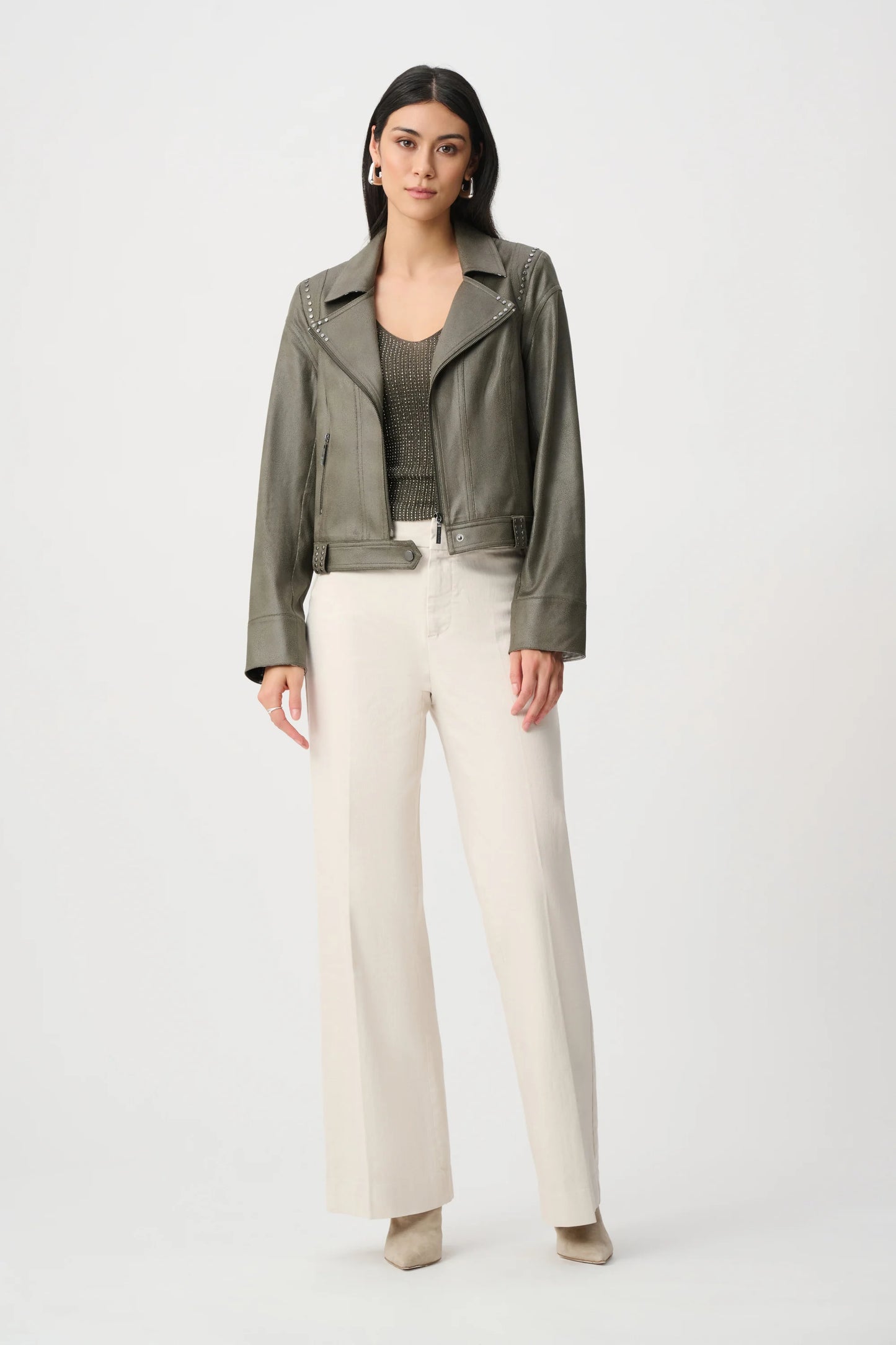 Foiled Faux Suede Fitted Jacket