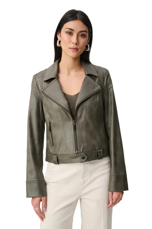Foiled Faux Suede Fitted Jacket