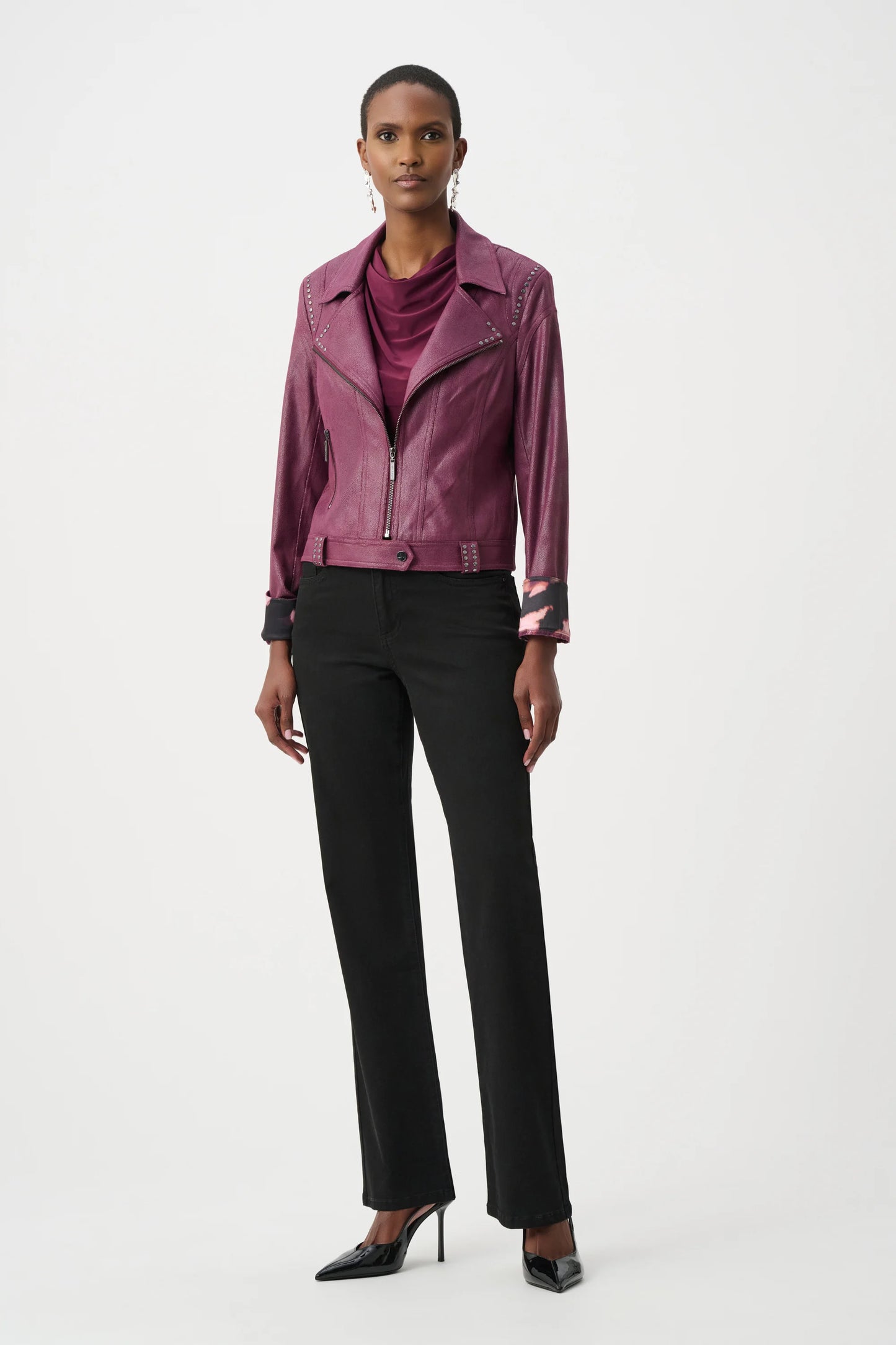 Foiled Faux Suede Fitted Jacket