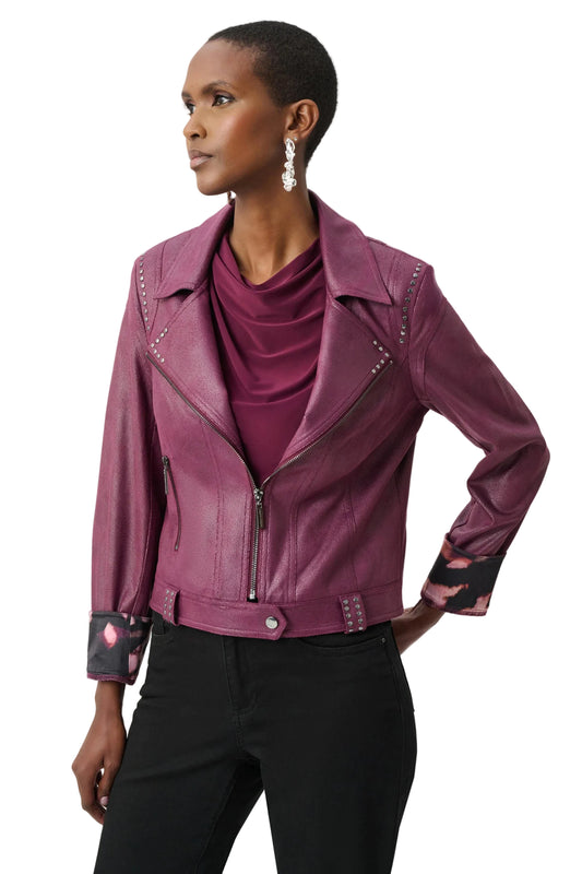 Foiled Faux Suede Fitted Jacket