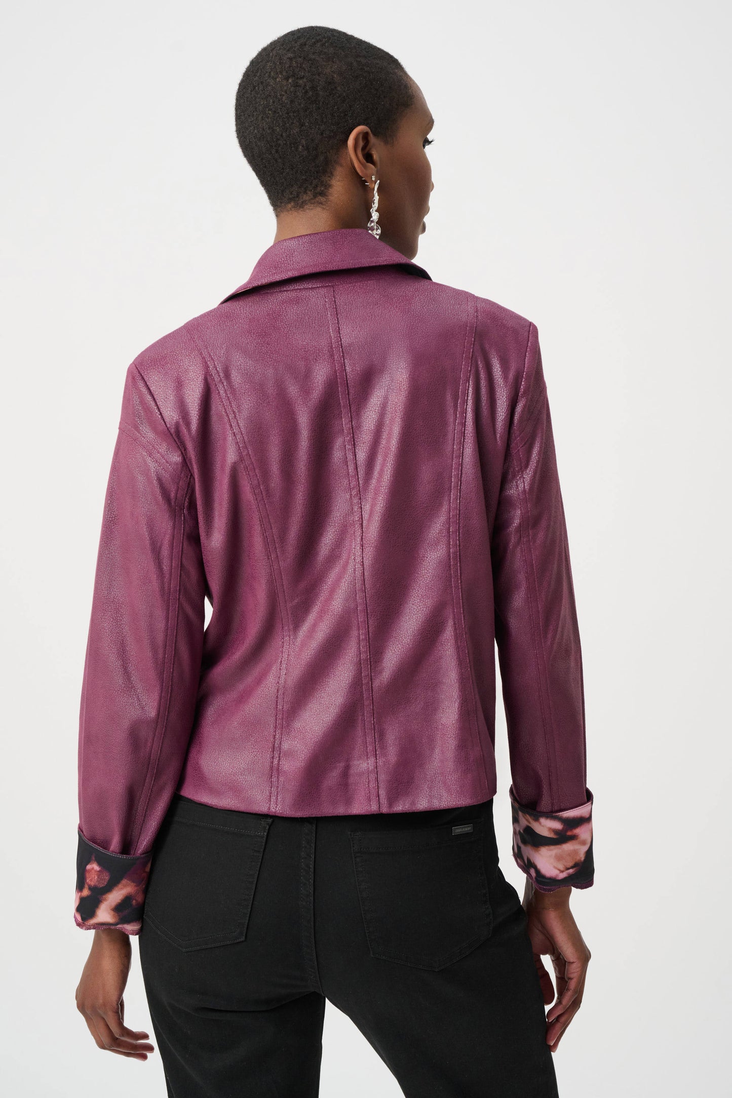 Foiled Faux Suede Fitted Jacket