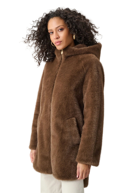 Faux Fur Hooded Coat