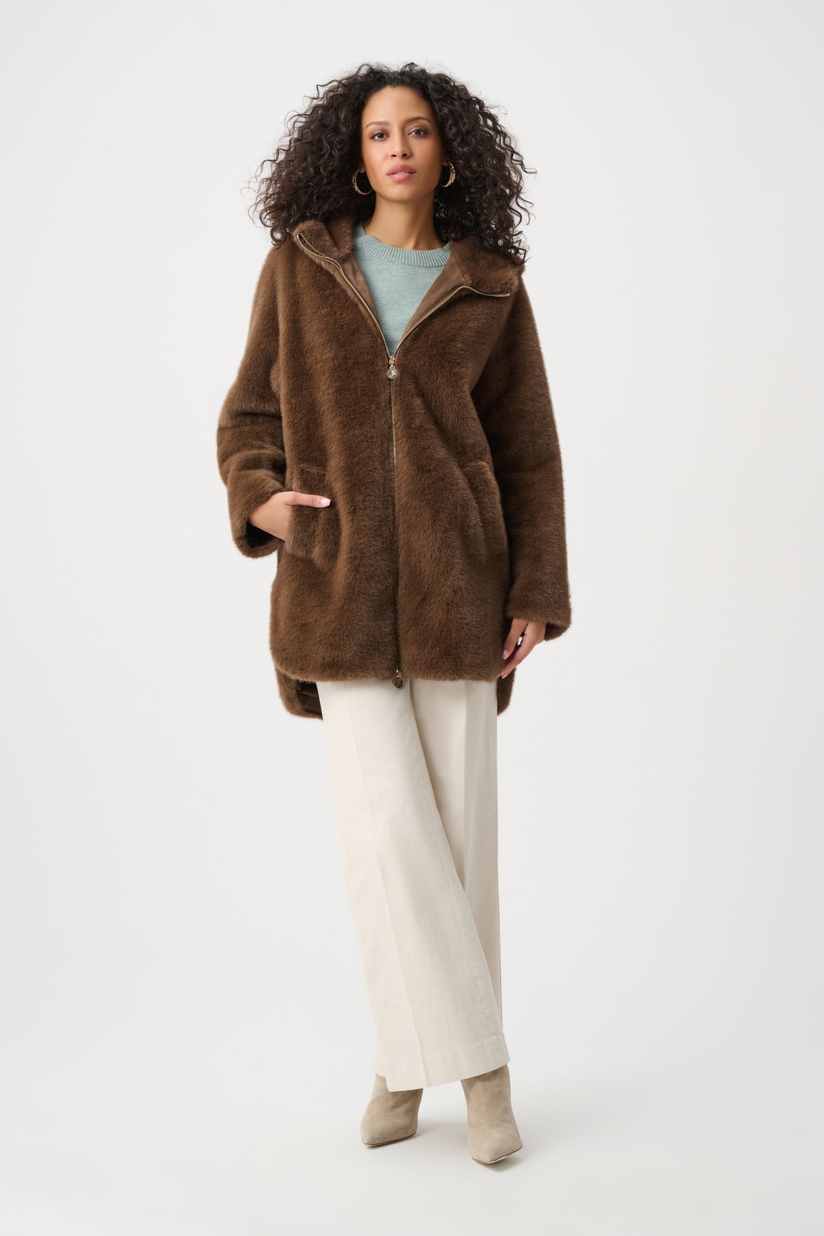 Faux Fur Hooded Coat